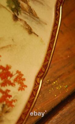 12.25 Antique JAPANESE SATSUMA PLATE Meiji Period Shozan D MARKED Gold Temple