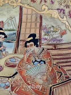 1900's Satsuma JAPANESE MEIJI ERA SCALLOPED PEDESTAL ULTRA RARE 12.25 × 5.25