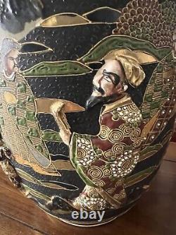 A Japanese Meiji period Satsuma'Kanayama /Kinzan' high relief vase 14.75