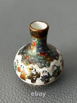 Antique Japanese Edo Meiji Period Kyoto Satsuma By Kinkozan Mini Vase Pottery C