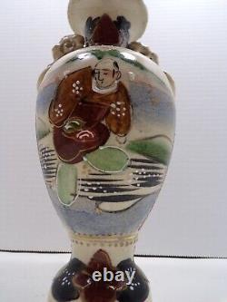 Antique Japanese Meiji Period Satsuma Hand Painted Vase Urn Late 1800's Vintage