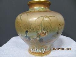 Antique Japanese Meiji Period Satsuma Vase Signed Kinzan