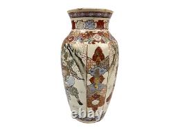 Antique Japanese Meiji Satsuma earthenware vase 14 inches tall
