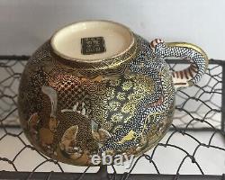 Antique Japanese Satsuma Teacup Dragon and Immortals Meiji Period