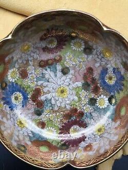 Antique MEIJI JAPANESE SATSUMA BOWL THOUSAND FLOWERS Japan 19c Signed PERFECT