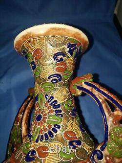 Antique Meiji Japanese Moriage Satsuma Detail Handpainted Vase lot