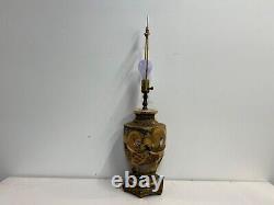 Antique Meiji Period Japanese Satsuma Gilt Enamel Converted Lamp with Figures Dec