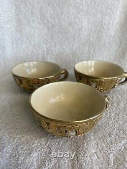 Antique Meiji Period Japanese Satsuma Moriage Dragonware Tea Set Immortals 18