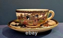 Antique Meiji period Japanese Satsuma Tea Cup Set Japan 19th c