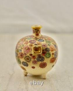 Antique Meiji-period Japanese Satsuma miniature millefleurs vase by Kinkozan