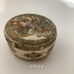 Antique Rare Meiji period Japanese Satsuma Snuff-Pill Box 1 7/8 Dia