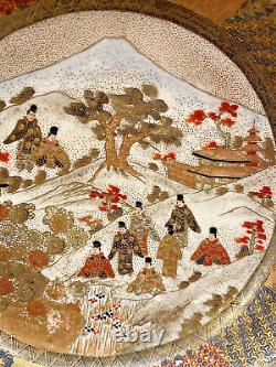 Fine Japanese Meiji Satsuma Bowl with Samurai & Floral Decorations, Signed