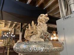 Huge Palatial Pair Satsuma Vases Japanese Meiji 19 C. Shi Shi Lions Lids 46 In