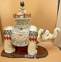 Important Japanese Meiji Satsuma Okimono Elephant & Woman By Tozan Yohei XIV