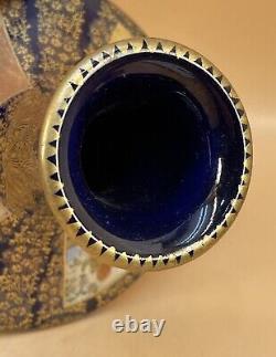 Japanese Meiji Kinkozan Style Satsuma Cobalt-Blue Vase
