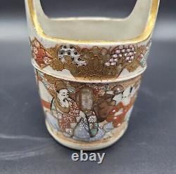 Japanese Meiji Satsuma Antique Vase & Bucket 19th Century