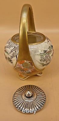 Japanese Meiji Satsuma Basket Shape Jar By Kinkozan