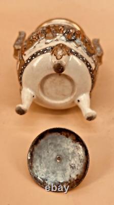 Japanese Meiji Satsuma Jar With Brass Gilded Lid & Handles