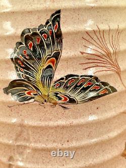 Japanese Meiji Satsuma Vase With Butterflies & Floral Designs by Kinkozan