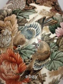 Japanese Meiji Satsuma Vase with Birds and flowers signed