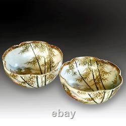 Japanese Satsuma Pair of bowls by BIZAN Late Meiji Superb Quality 12cm D