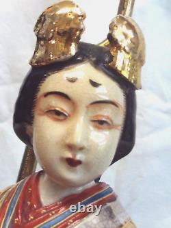 Japanese Vintage Gold Gilt Satsuma Kutani Meiji Period Large Geisha Figure Lamp