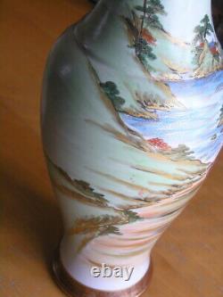 Pair Antique 19 Japanese Kutani / Satsuma Vase Meiji Procession Hand Ptd. Gilt