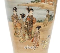 Pair Japanese Satsuma Ware Vases by Koshida Meiji Period c1890