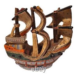 Rare Antique Japanese Meiji Satsuma 3 Masted Ship Boat Porcelain Sculpture