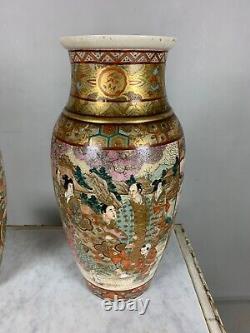 Stunning pair of large Japanese Meiji period satsuma vases